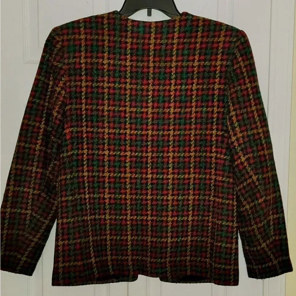 #410 Vintage KORET Houndstooth Multicolored Women's Blazer,Sz.10 - Picture 2 of 4